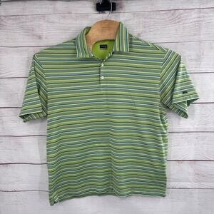 Nike Tiger‎ Woods Collection Polo Shirt Size Large Striped Golf Athletic Green